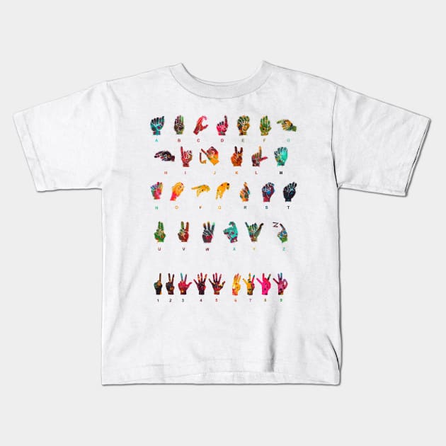 Sign Language Alphabet Kids T-Shirt by erzebeth